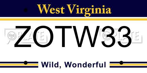 ZOTW33 West Virginia License Plate