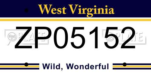 ZP05152 West Virginia License Plate