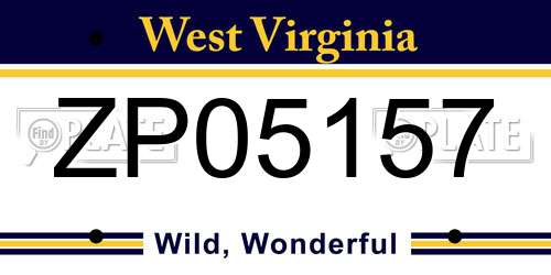 ZP05157 West Virginia License Plate