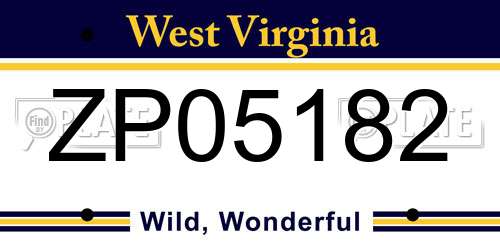ZP05182 West Virginia License Plate