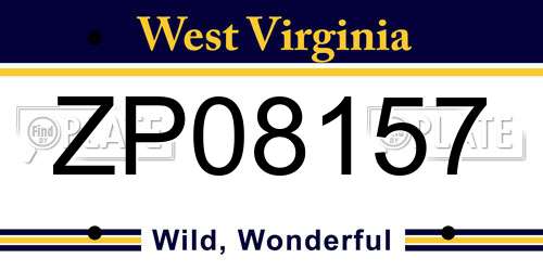 ZP08157 West Virginia License Plate