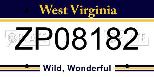 ZP08182 West Virginia License Plate