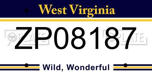 ZP08187 West Virginia License Plate