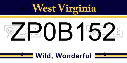 ZP0B152 West Virginia License Plate