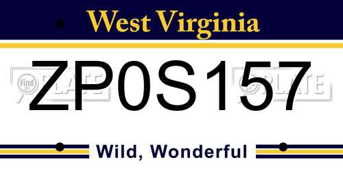 ZP0S157 West Virginia License Plate