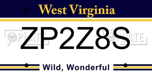ZP2Z8S West Virginia License Plate