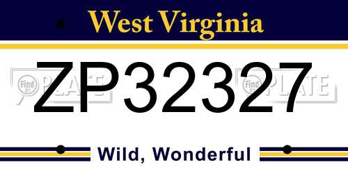 ZP32327 West Virginia License Plate