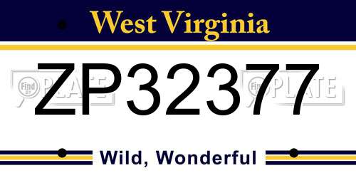 ZP32377 West Virginia License Plate