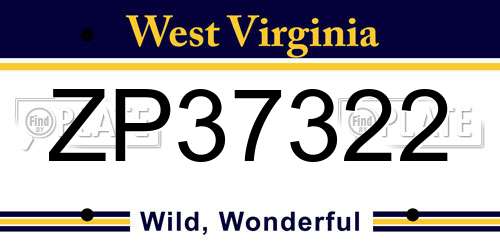 ZP37322 West Virginia License Plate
