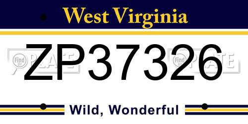 ZP37326 West Virginia License Plate
