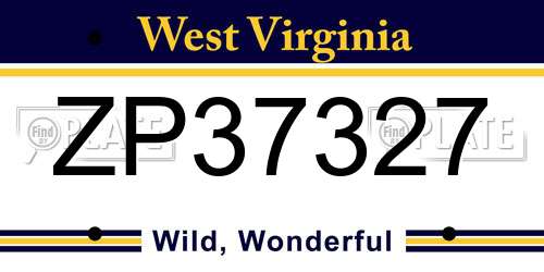 ZP37327 West Virginia License Plate