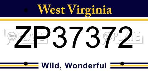 ZP37372 West Virginia License Plate