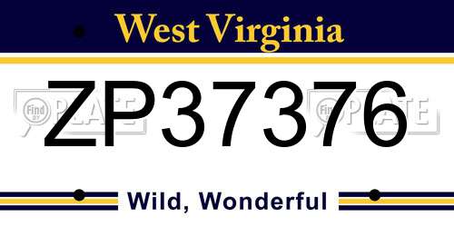 ZP37376 West Virginia License Plate