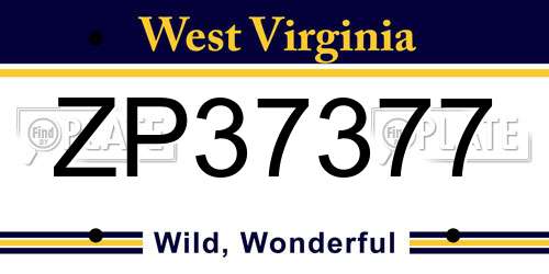ZP37377 West Virginia License Plate