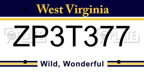 ZP3T377 West Virginia License Plate