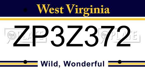 ZP3Z372 West Virginia License Plate