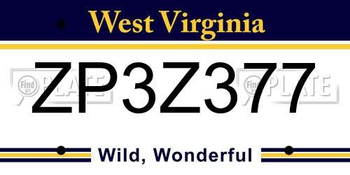 ZP3Z377 West Virginia License Plate