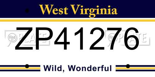 ZP41276 West Virginia License Plate
