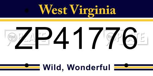 ZP41776 West Virginia License Plate