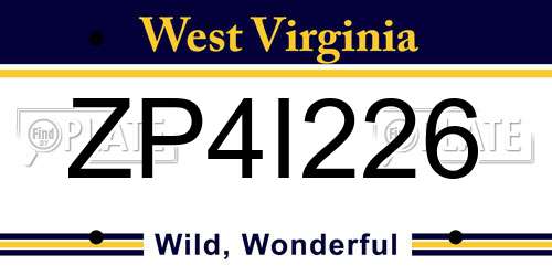 ZP4I226 West Virginia License Plate