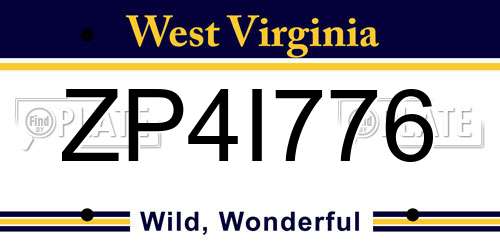 ZP4I776 West Virginia License Plate