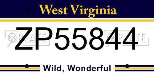 ZP55844 West Virginia License Plate
