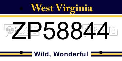ZP58844 West Virginia License Plate