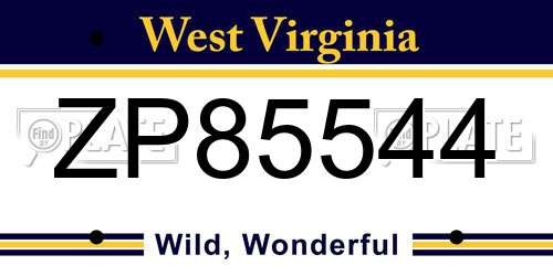 ZP85544 West Virginia License Plate