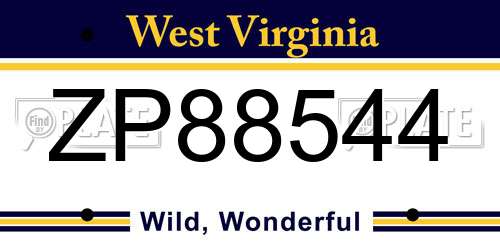 ZP88544 West Virginia License Plate