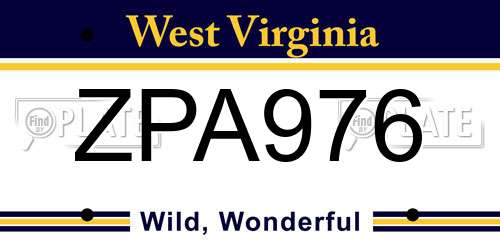 ZPA976 West Virginia License Plate