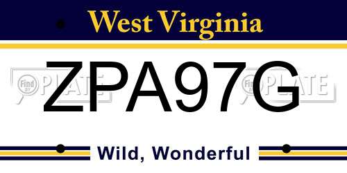 ZPA97G West Virginia License Plate