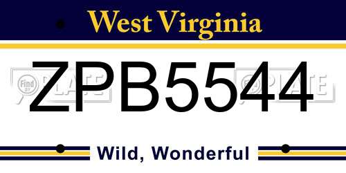 ZPB5544 West Virginia License Plate