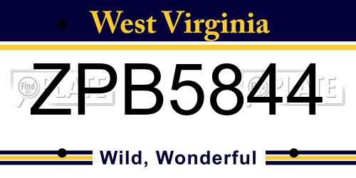 ZPB5844 West Virginia License Plate