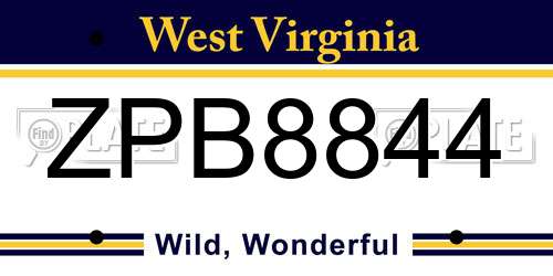 ZPB8844 West Virginia License Plate
