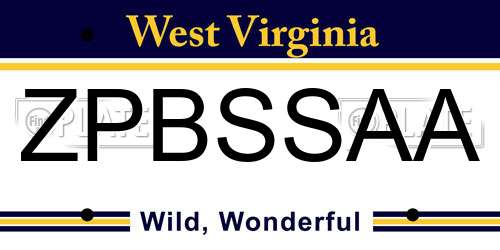 ZPBSSAA West Virginia License Plate
