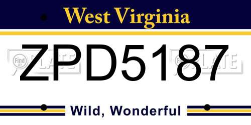 ZPD5187 West Virginia License Plate