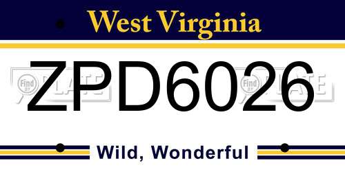 ZPD6026 West Virginia License Plate