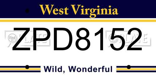 ZPD8152 West Virginia License Plate
