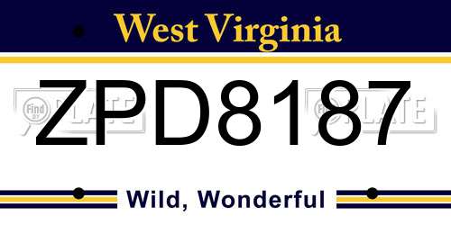 ZPD8187 West Virginia License Plate