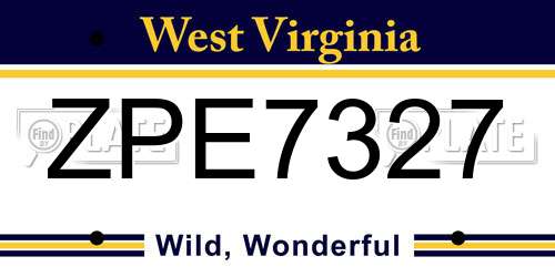 ZPE7327 West Virginia License Plate