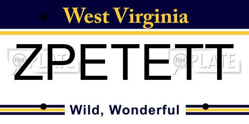 ZPETETT West Virginia License Plate
