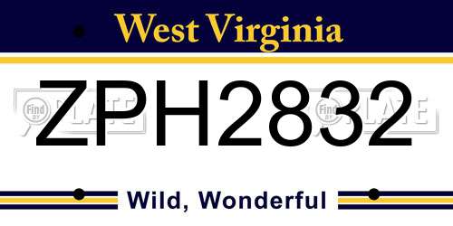 ZPH2832 West Virginia License Plate