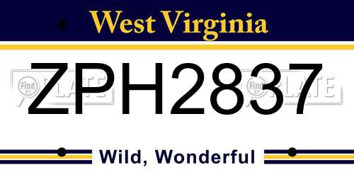 ZPH2837 West Virginia License Plate