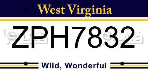 ZPH7832 West Virginia License Plate