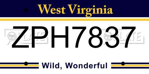 ZPH7837 West Virginia License Plate