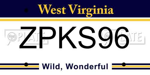 ZPKS96 West Virginia License Plate