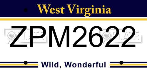 ZPM2622 West Virginia License Plate