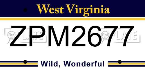 ZPM2677 West Virginia License Plate