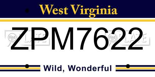ZPM7622 West Virginia License Plate