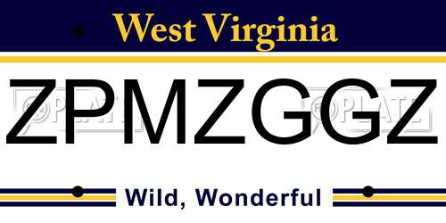 ZPMZGGZ West Virginia License Plate